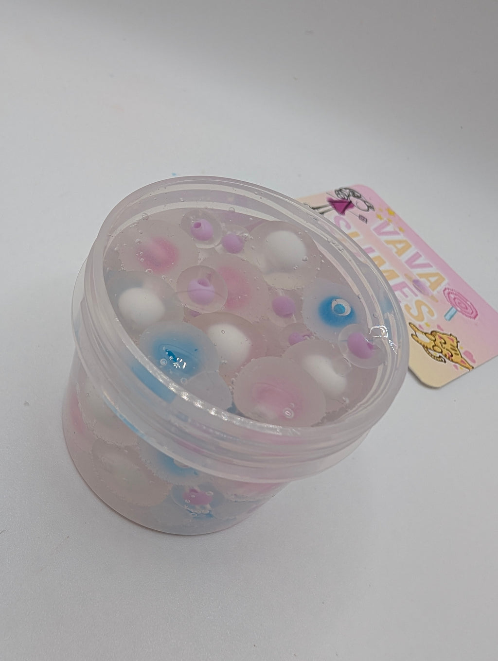 Aaron - Blue bear froggy bead, pink froggy bead, white froggy bead clear crunch Bomb Slime - Scented Slime - Unscented Slime