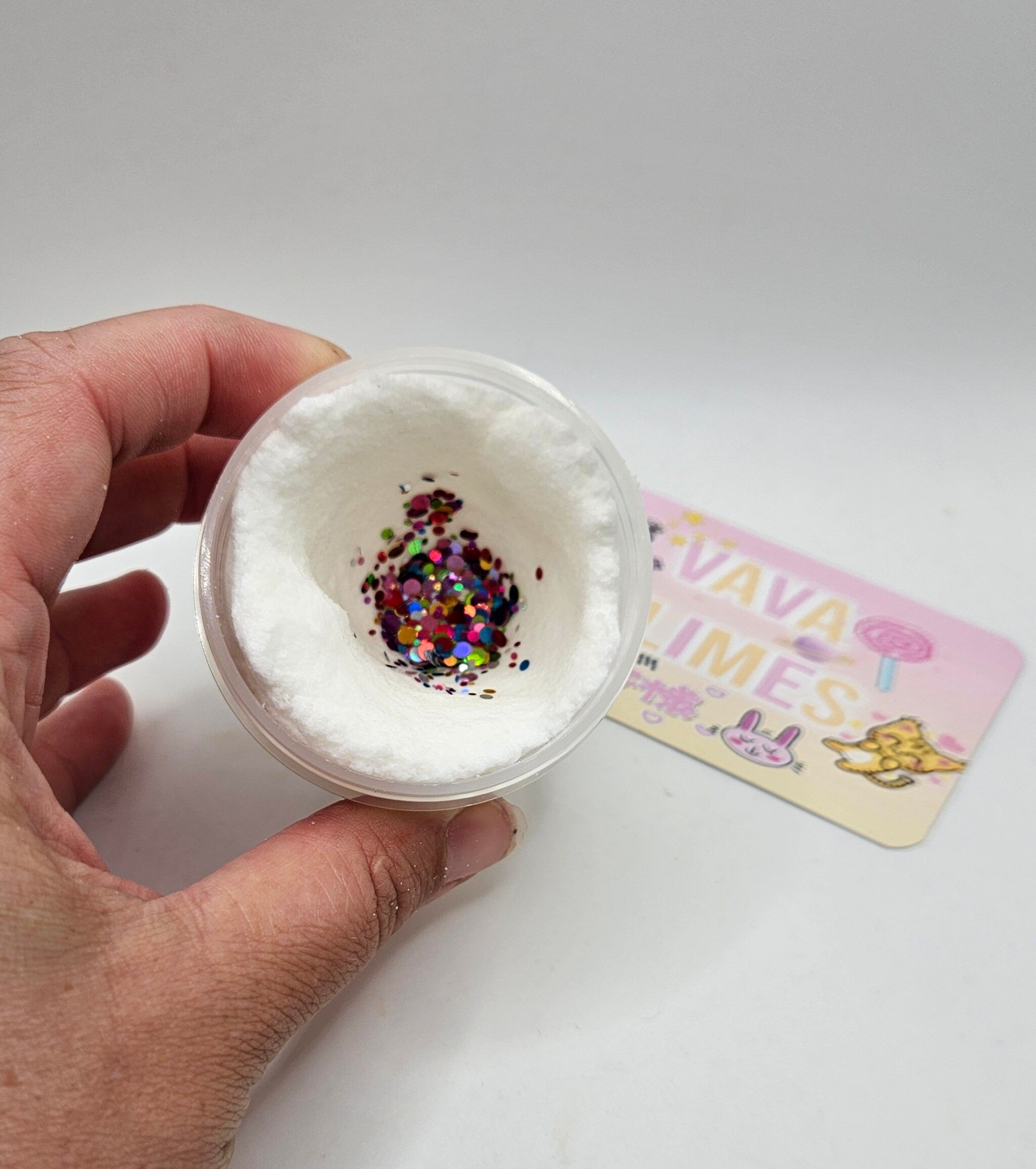Ned - White Cloud Slime with Rainbow Glitter Bomb Core - Scented Slime - Sensory Play