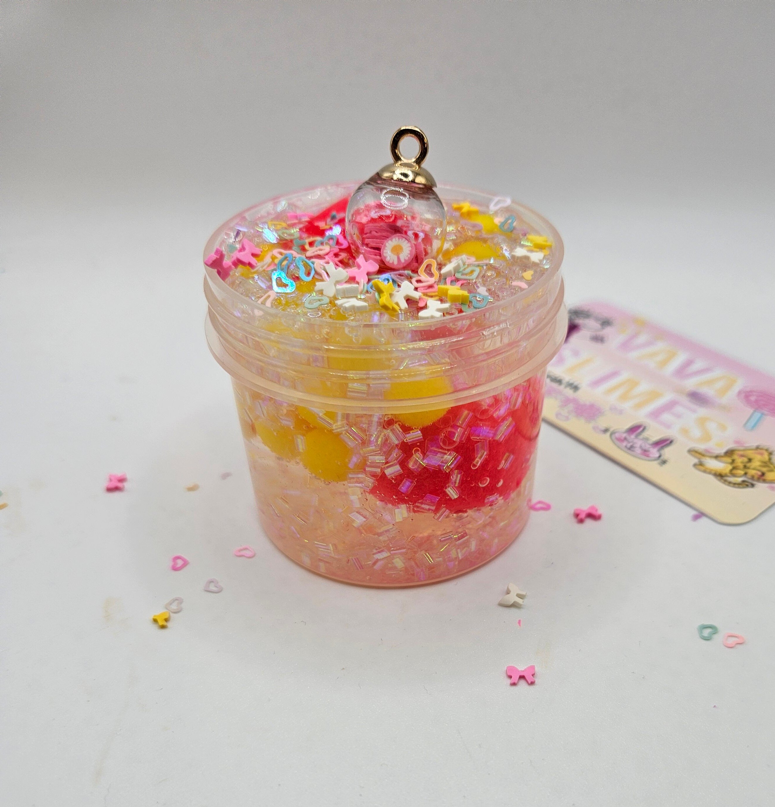 Juniper Coated Clear Pom Pom Bingsu slime - Scented Slime - Sensory Slime