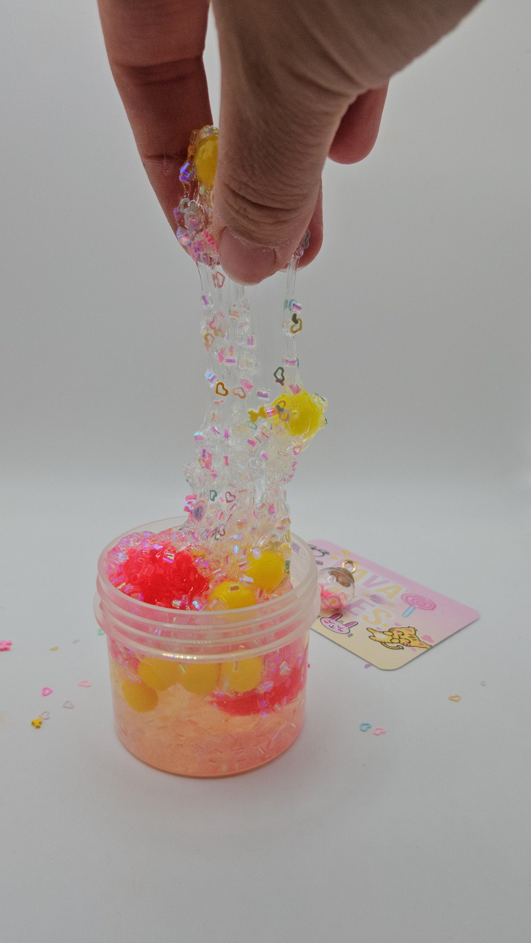 Juniper Coated Clear Pom Pom Bingsu slime - Scented Slime - Sensory Slime