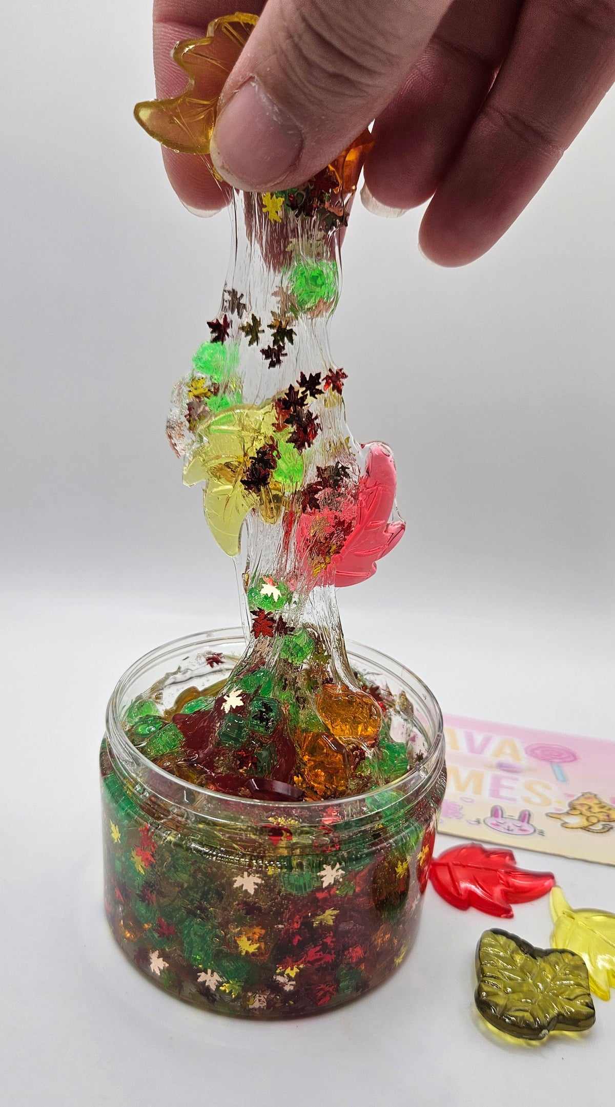 River Acrylic Autumn Leaf Crunch Bomb Clear Slime - Scented Slime - Sensory Play  - Sensory Slime