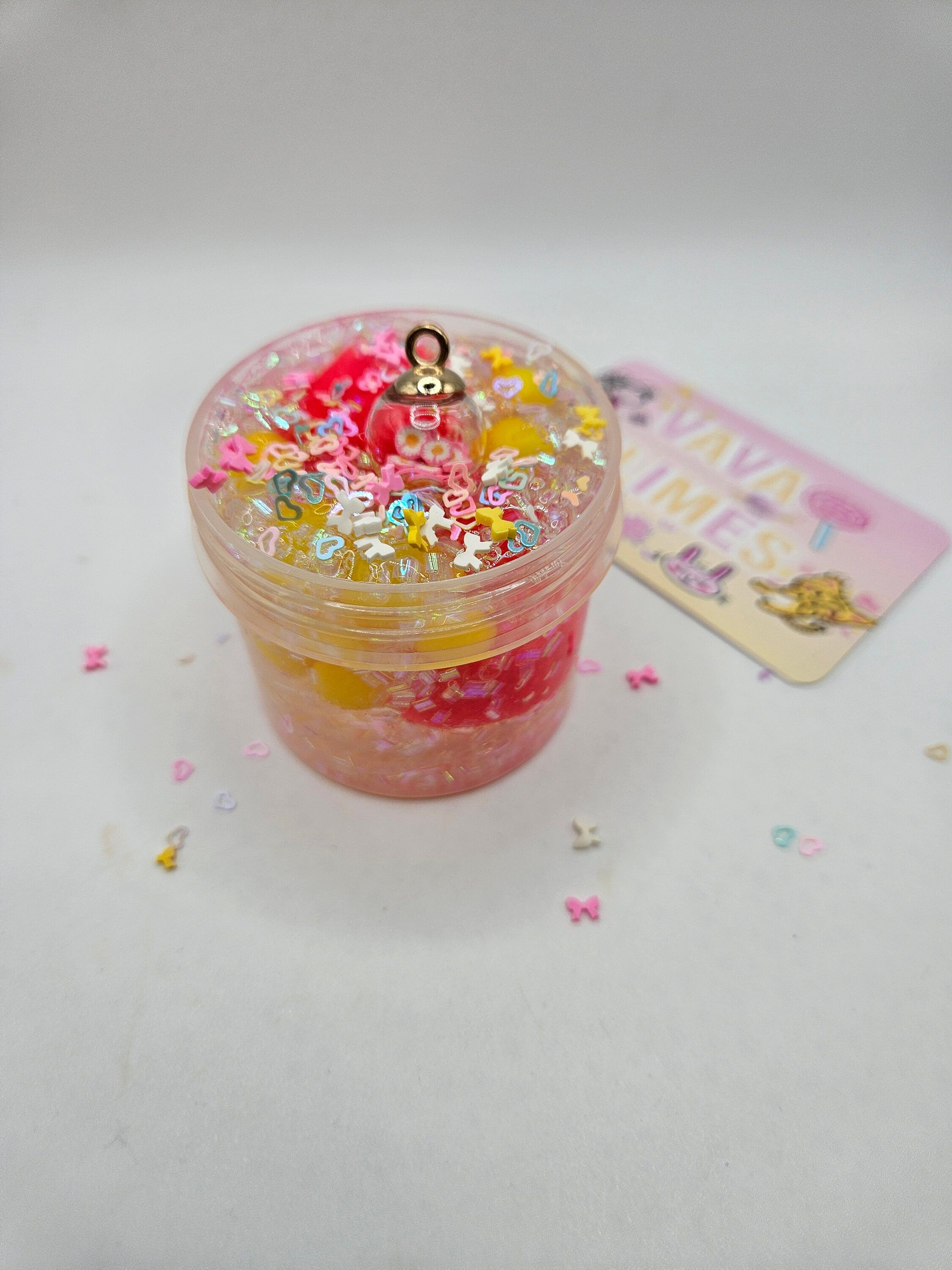 Juniper Coated Clear Pom Pom Bingsu slime - Scented Slime - Sensory Slime