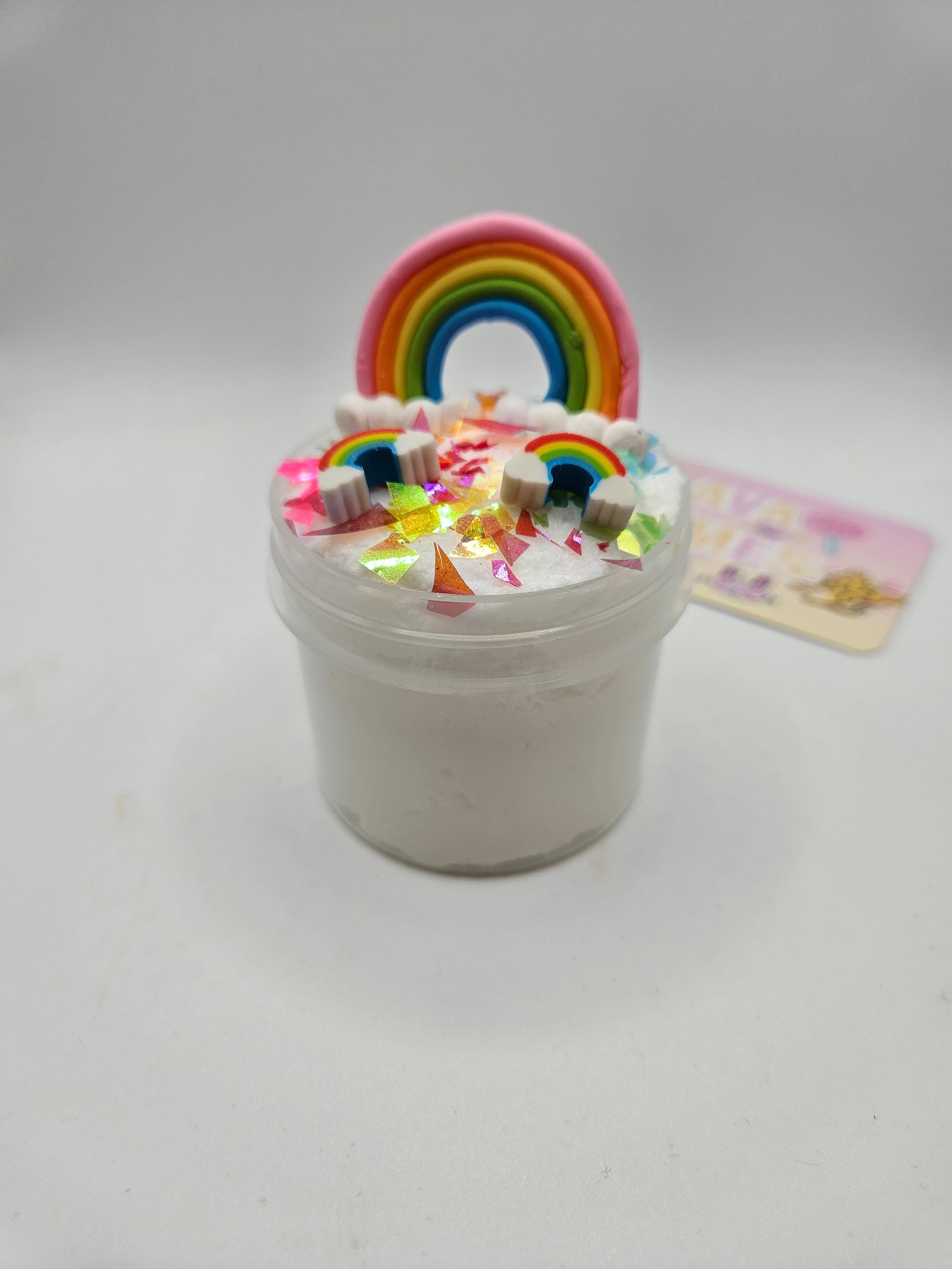 Ned - White Cloud Slime with Rainbow Glitter Bomb Core - Scented Slime - Sensory Play