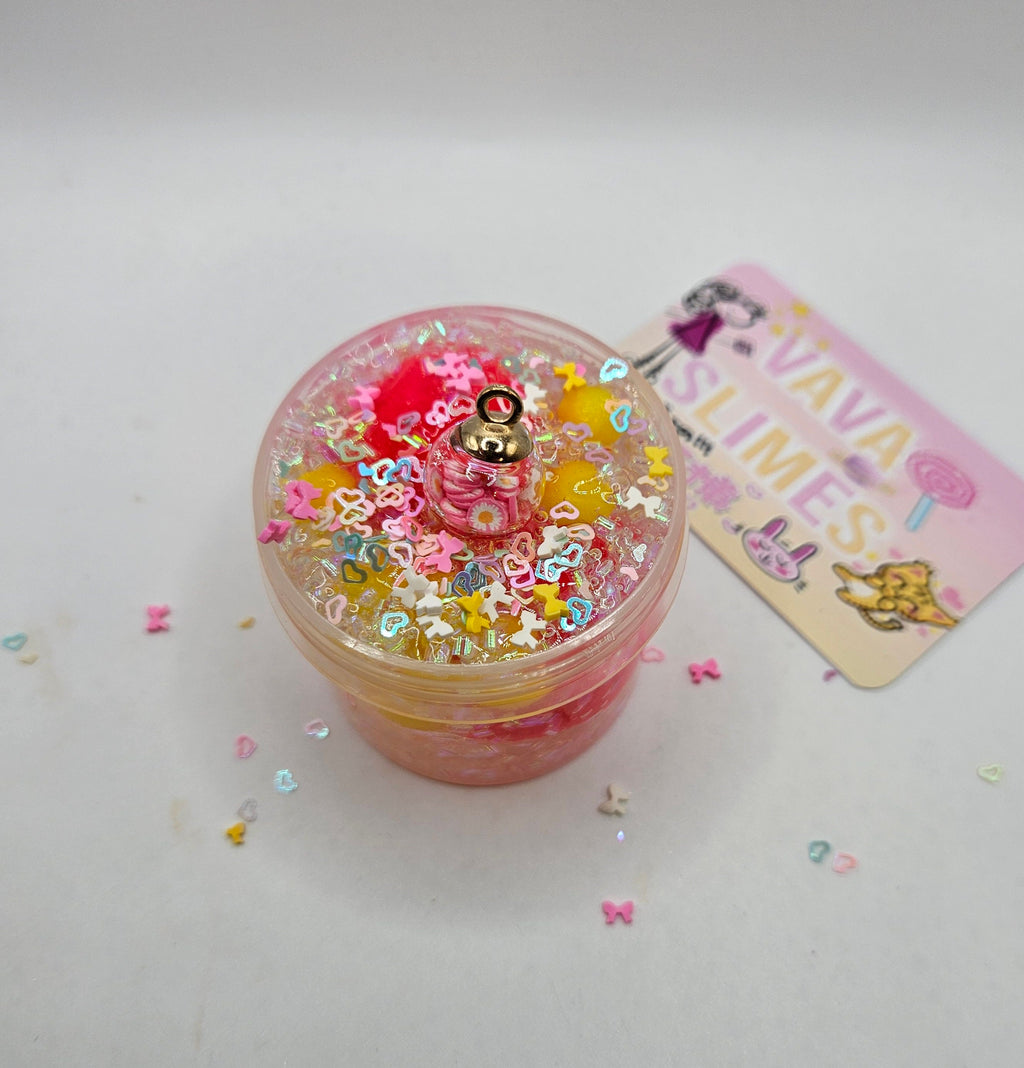Juniper Coated Clear Pom Pom Bingsu slime - Scented Slime - Sensory Slime