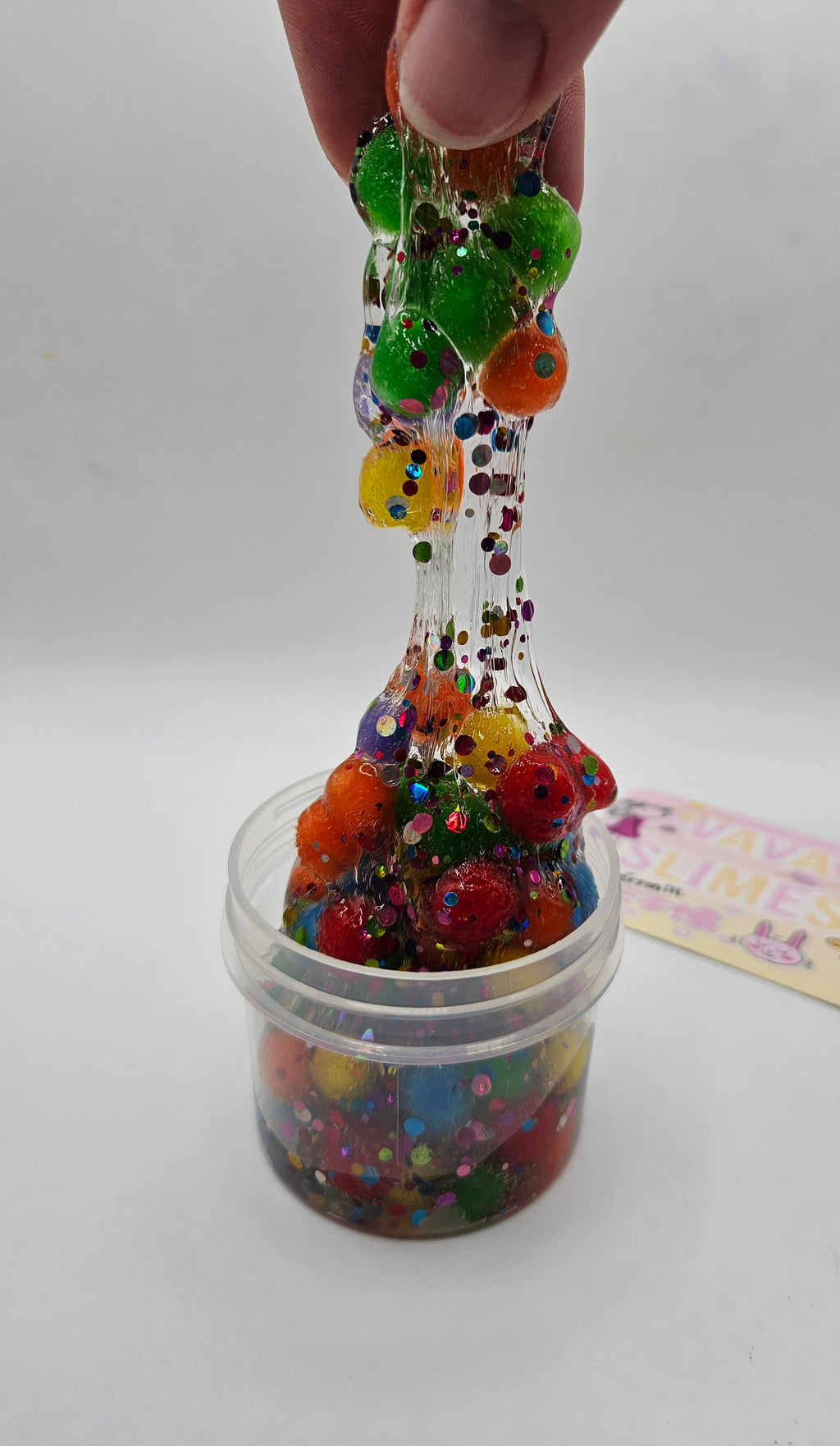 Jonathan Rainbow Pom Pom Clear Slime -Unscented Slime
