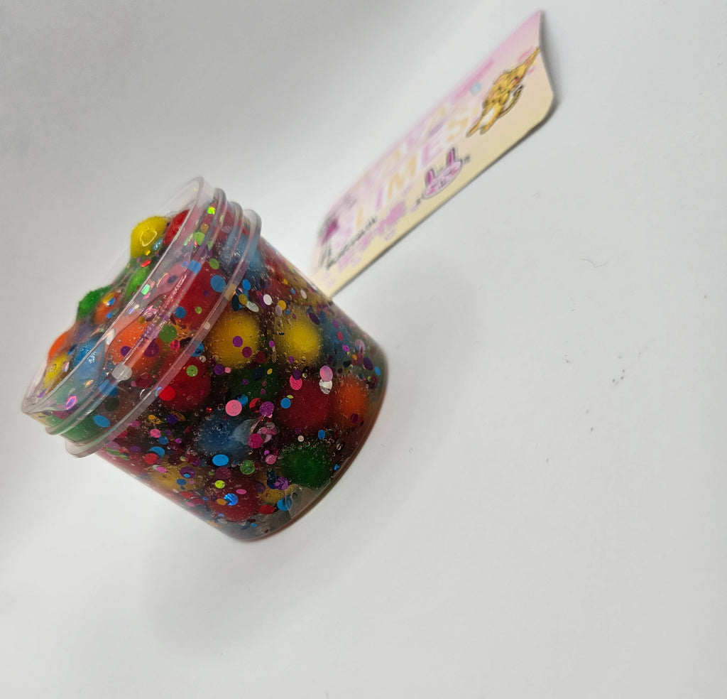 Jonathan Rainbow Pom Pom Clear Slime -Unscented Slime