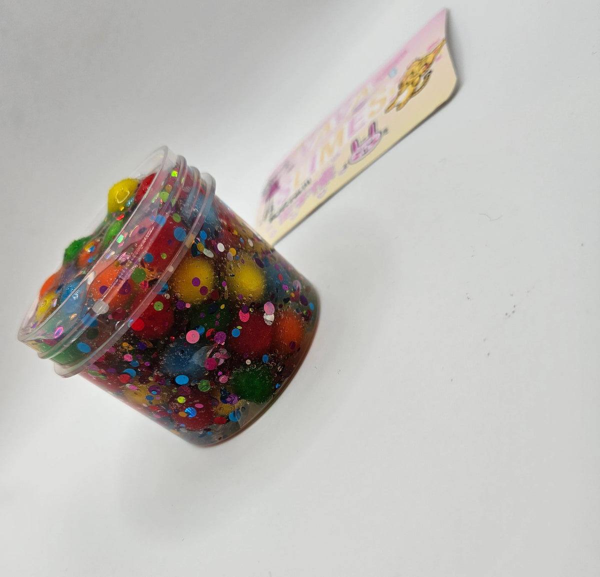 Jonathan Rainbow Pom Pom Clear Slime -Unscented Slime
