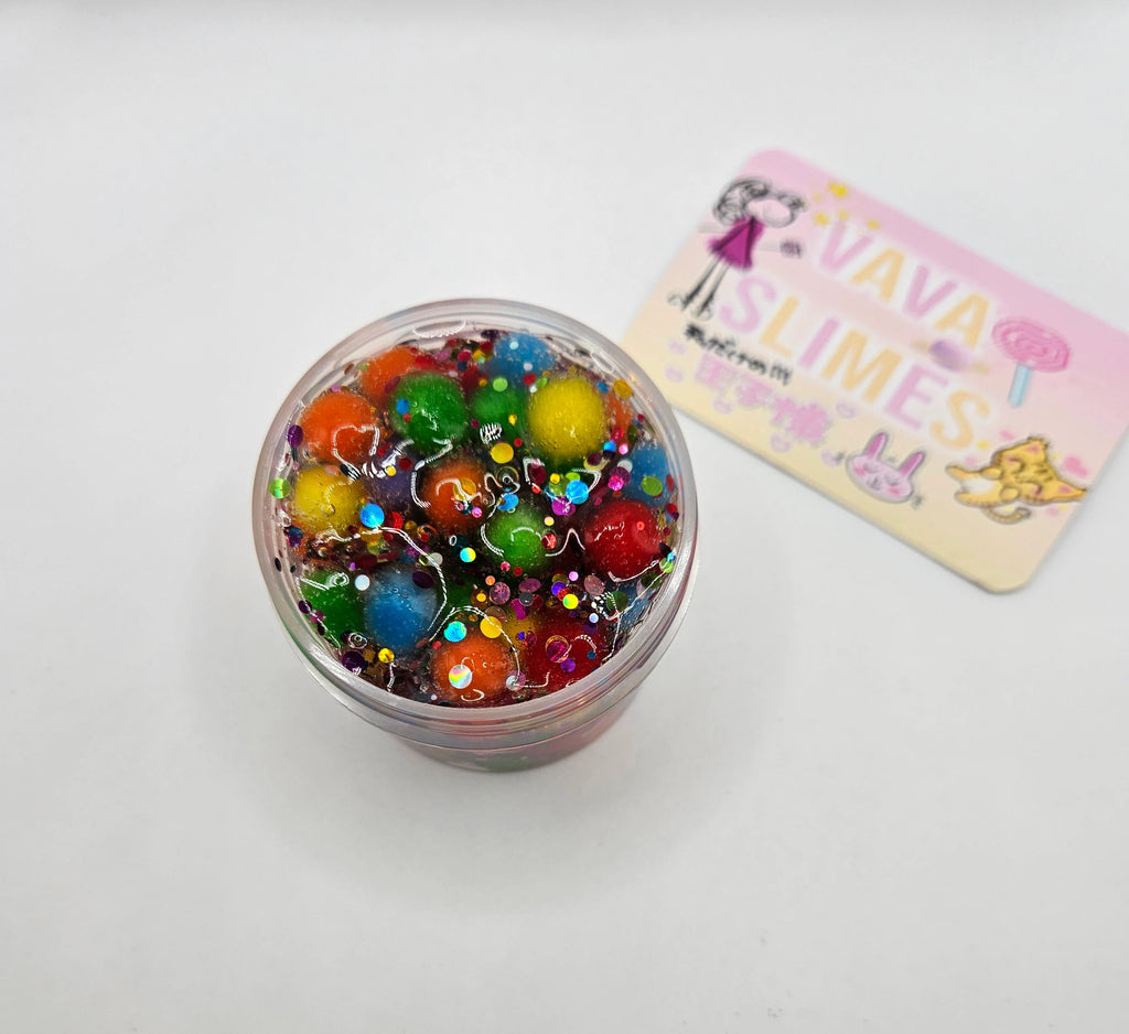 Jonathan Rainbow Pom Pom Clear Slime -Unscented Slime
