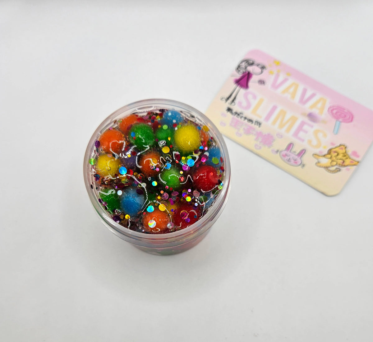 Jonathan Rainbow Pom Pom Clear Slime -Unscented Slime