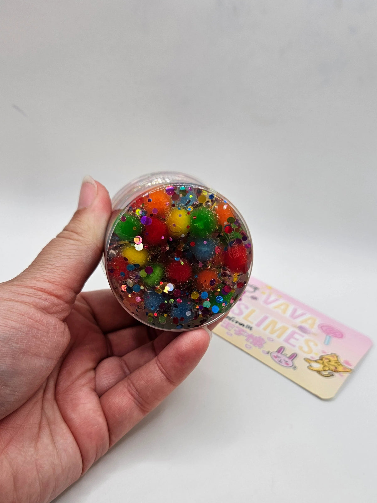 Jonathan Rainbow Pom Pom Clear Slime -Unscented Slime