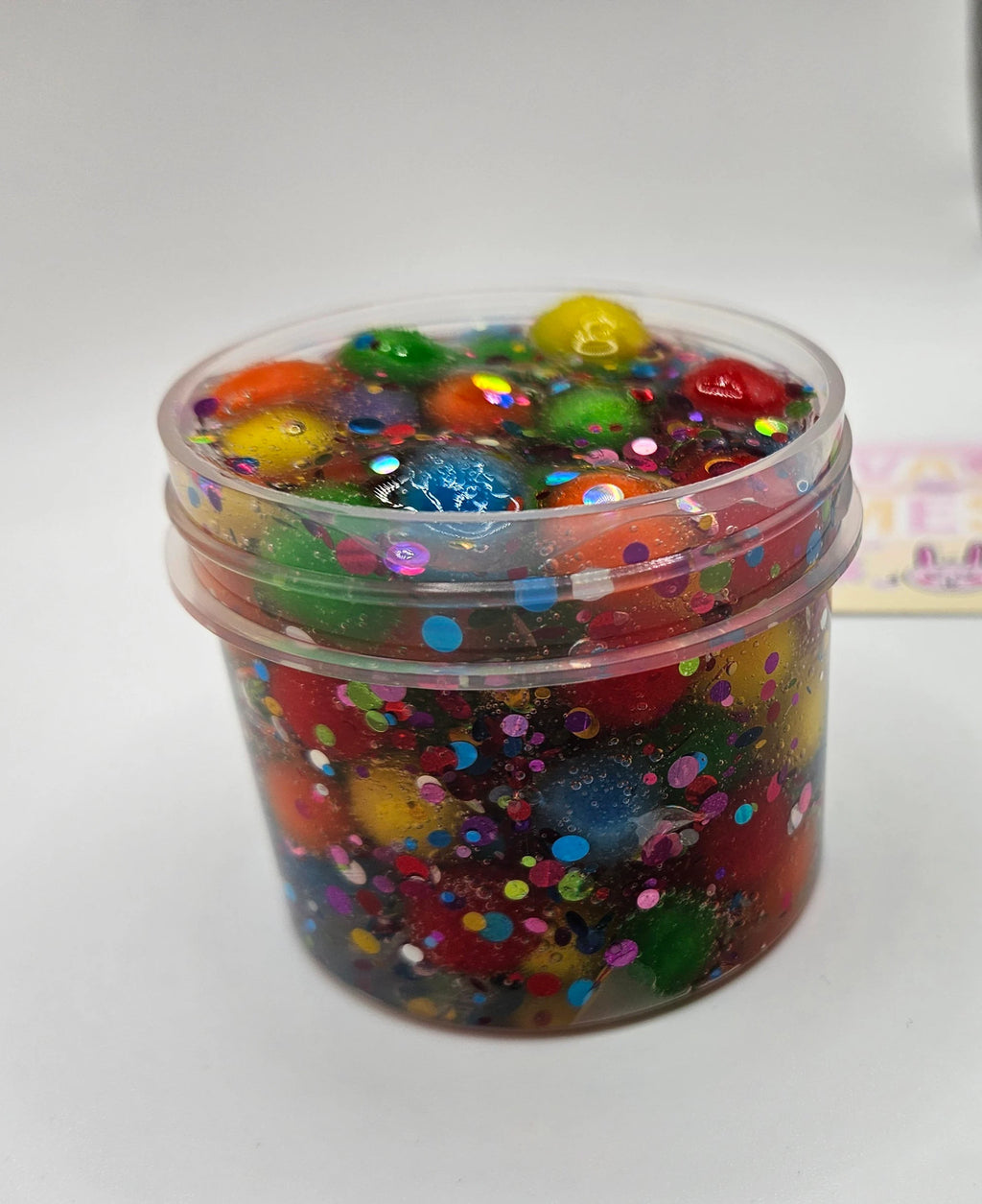 Jonathan Rainbow Pom Pom Clear Slime -Unscented Slime