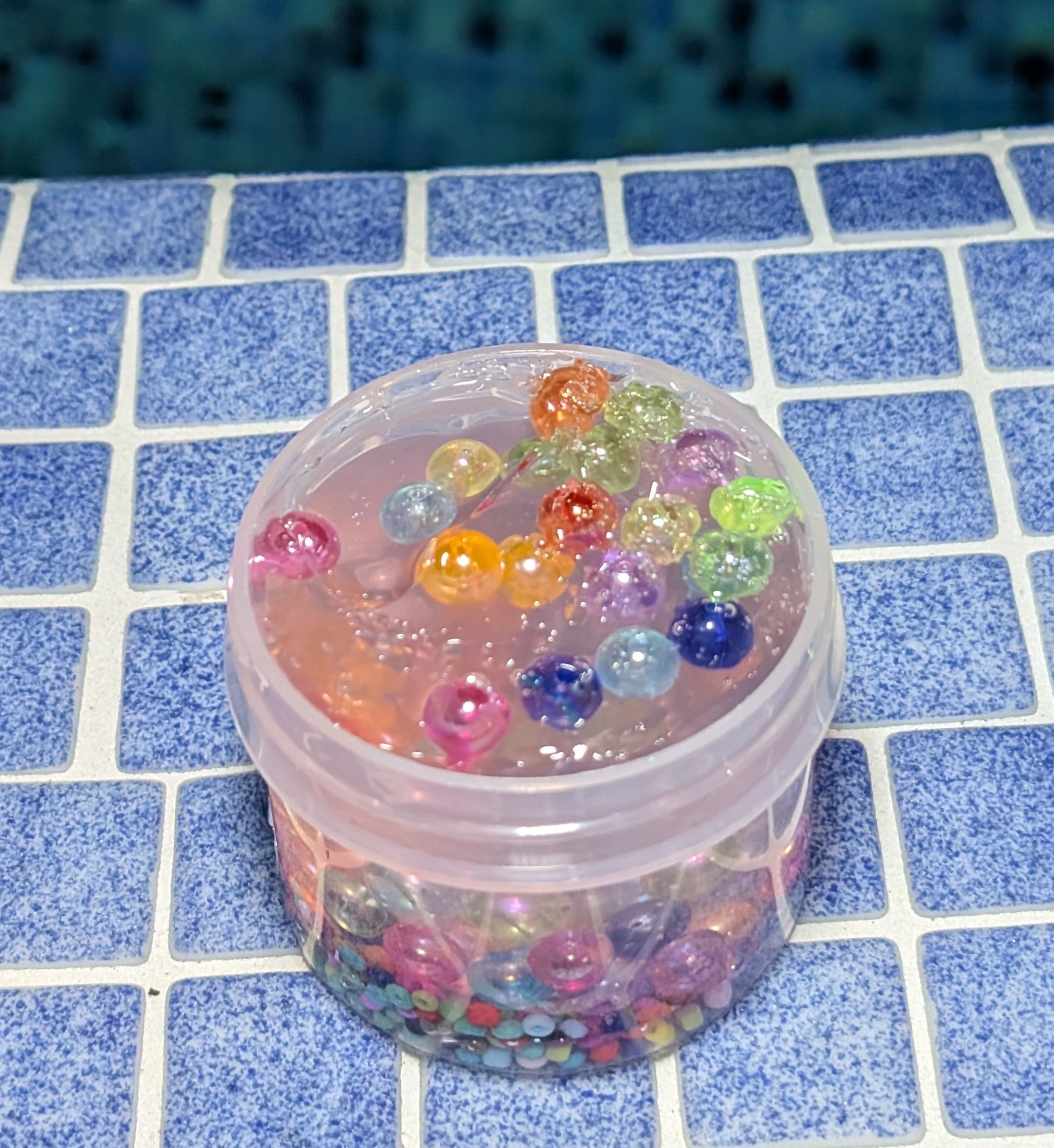 Jamie Coated Clear Slime with Rainbow beads - Scented Slime