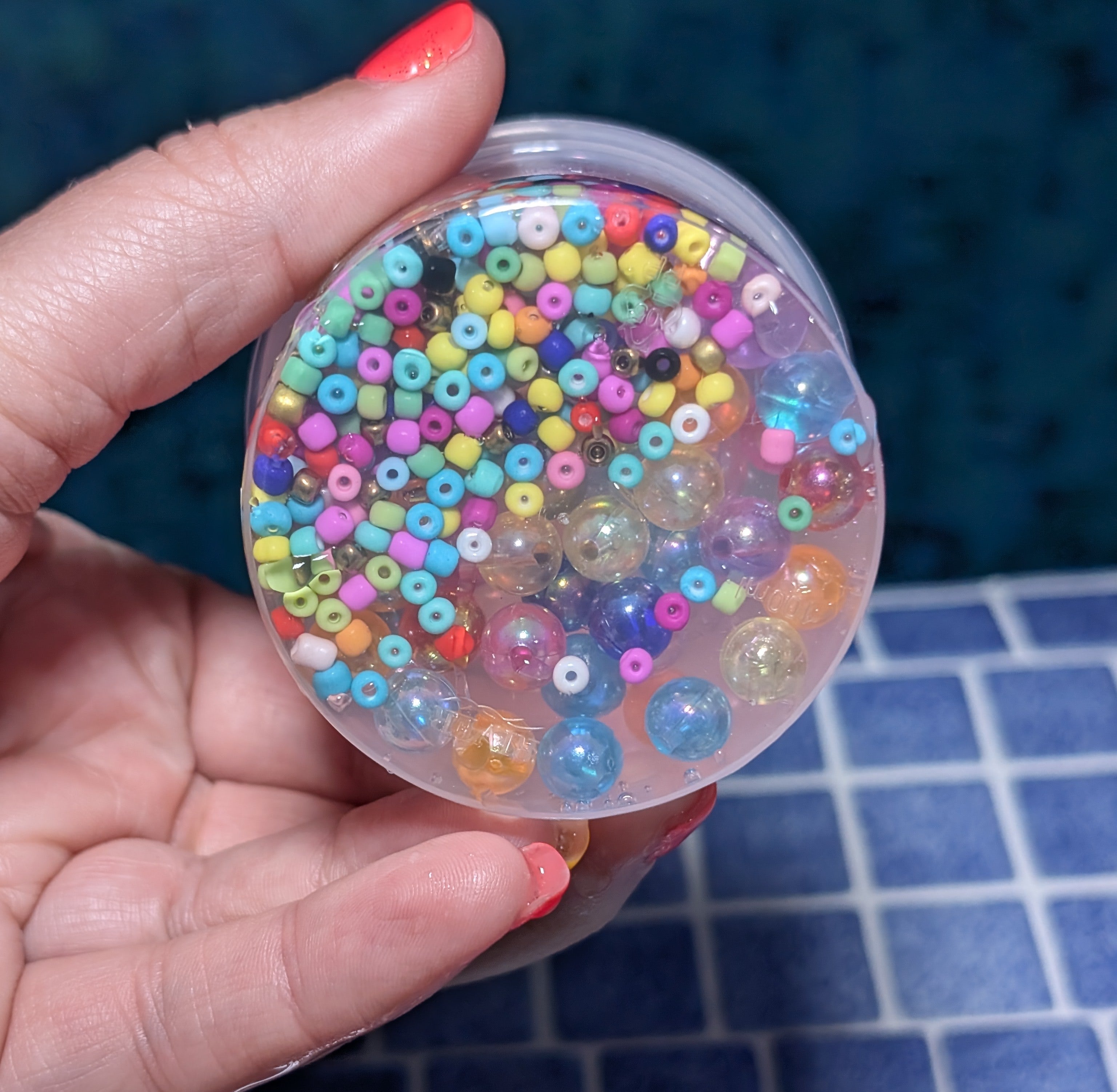 Jamie Coated Clear Slime with Rainbow beads - Scented Slime