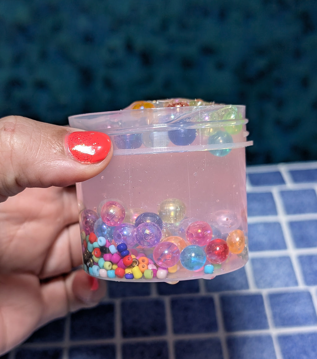 Jamie Coated Clear Slime with Rainbow beads - Scented Slime