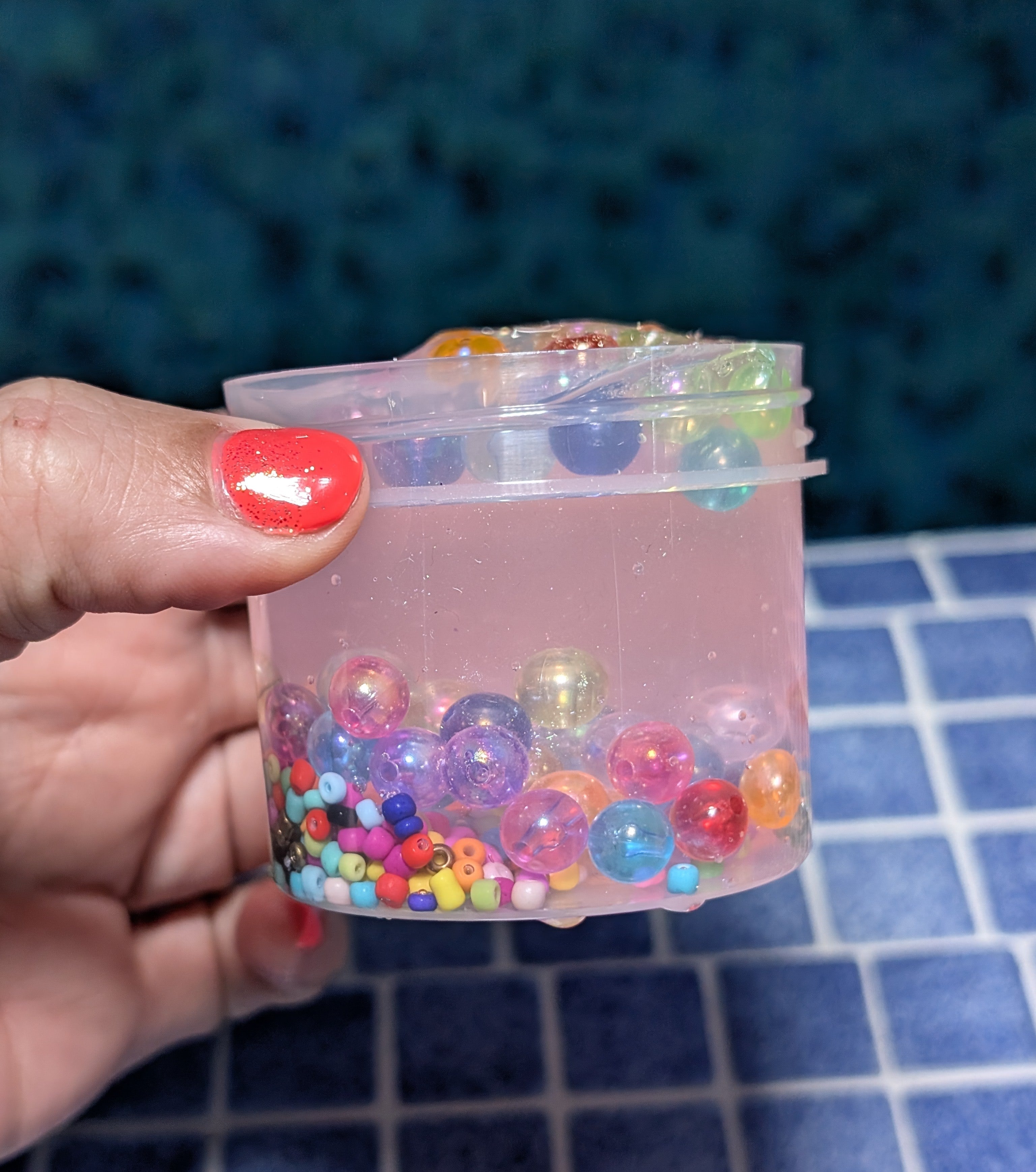 Jamie Coated Clear Slime with Rainbow beads - Scented Slime