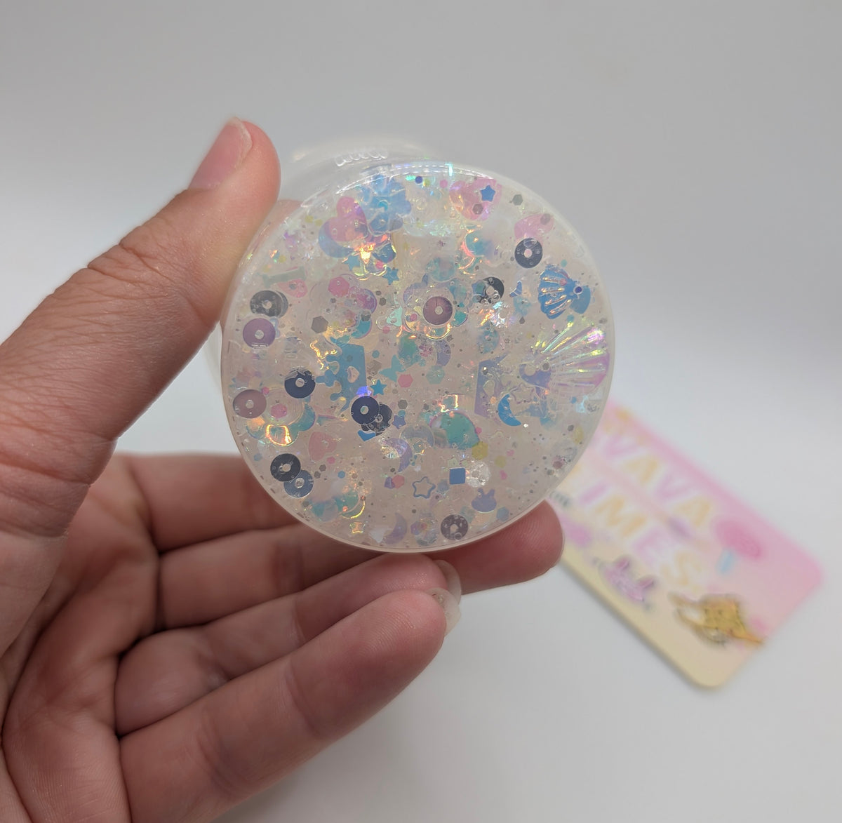 Elena - Iridescent sequin clear slime crunch bomb - Scented Slime