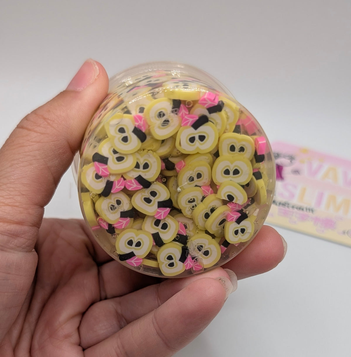 Crispin - Clear apple fimo slice crunch bomb slime