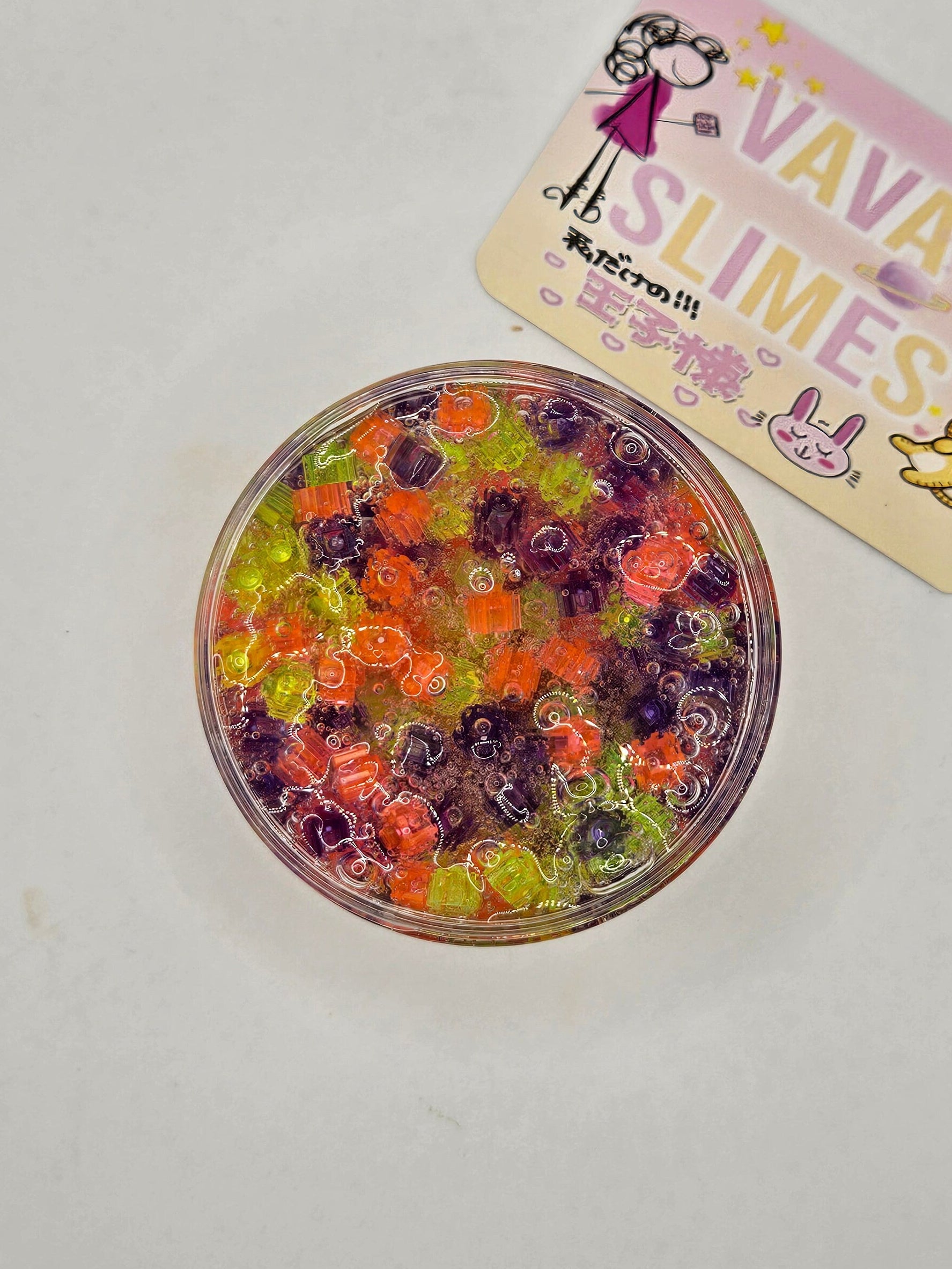 Sara - Mini Block Bead Crunch Bomb Clear Slime - Scented Slime - Sensory Play