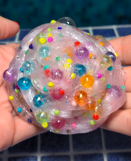 Jamie Coated Clear Slime with Rainbow beads - Scented Slime