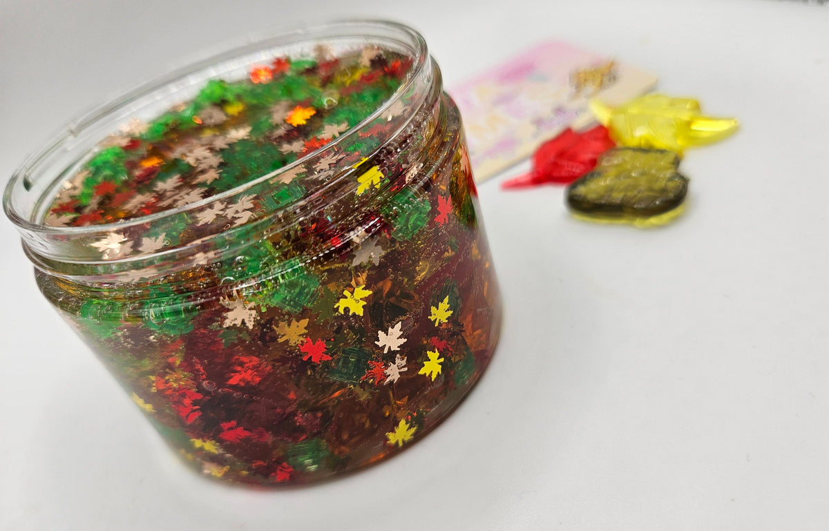River Acrylic Autumn Leaf Crunch Bomb Clear Slime - Scented Slime - Sensory Play  - Sensory Slime