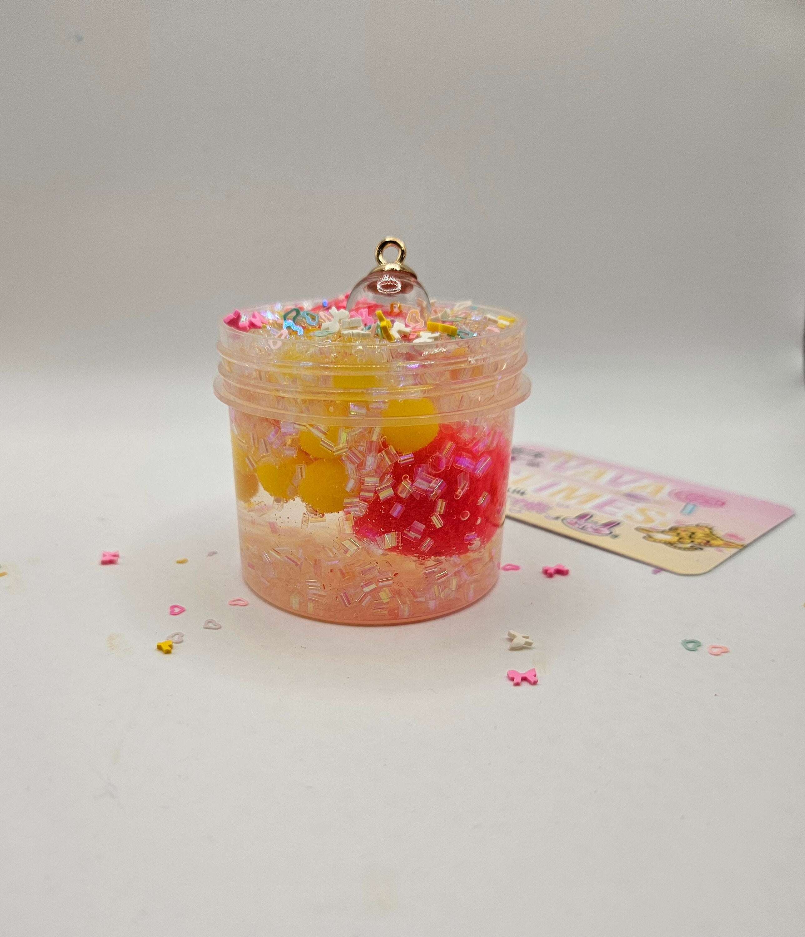 Juniper Coated Clear Pom Pom Bingsu slime - Scented Slime - Sensory Slime