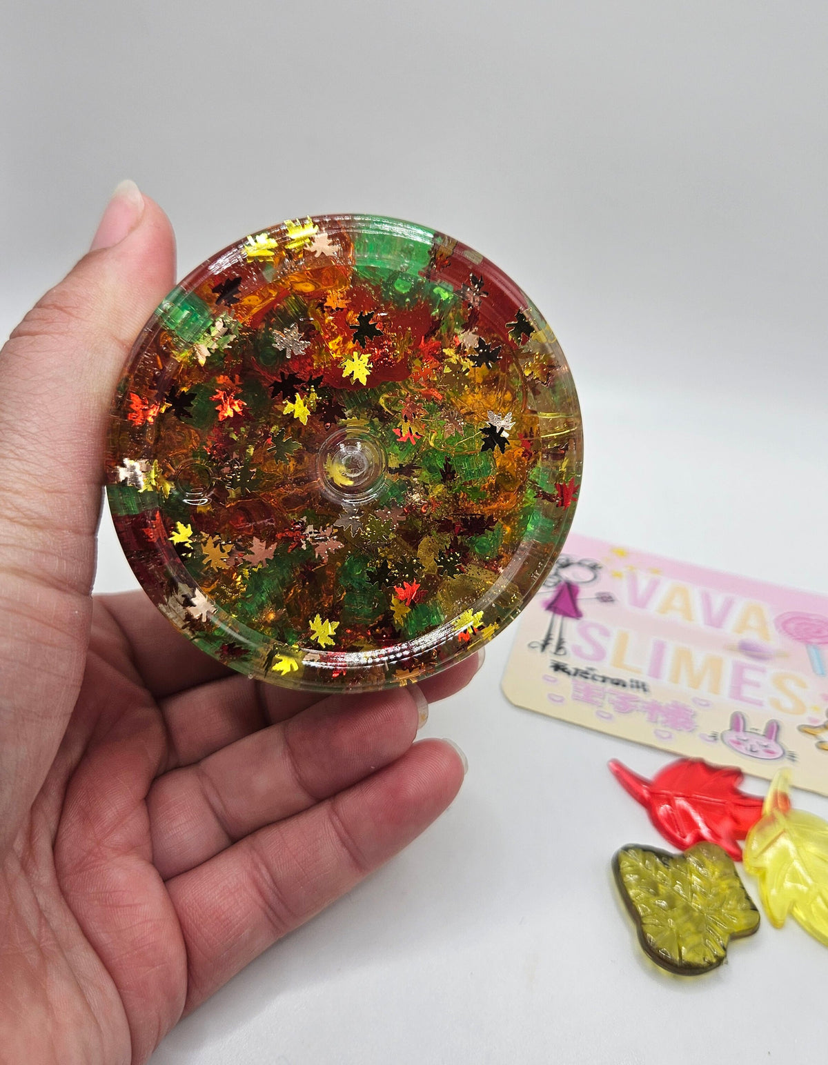 River Acrylic Autumn Leaf Crunch Bomb Clear Slime - Scented Slime - Sensory Play  - Sensory Slime
