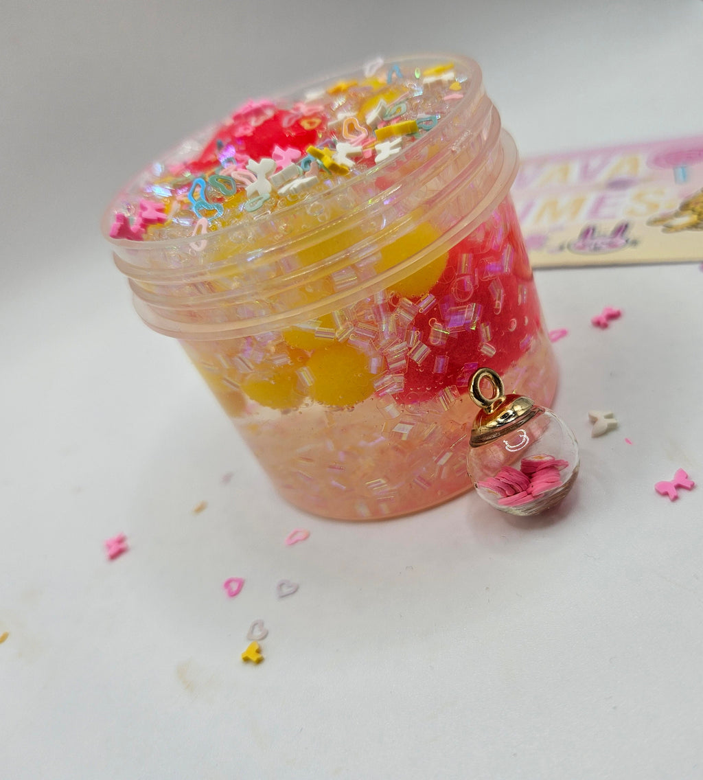 Juniper Coated Clear Pom Pom Bingsu slime - Scented Slime - Sensory Slime