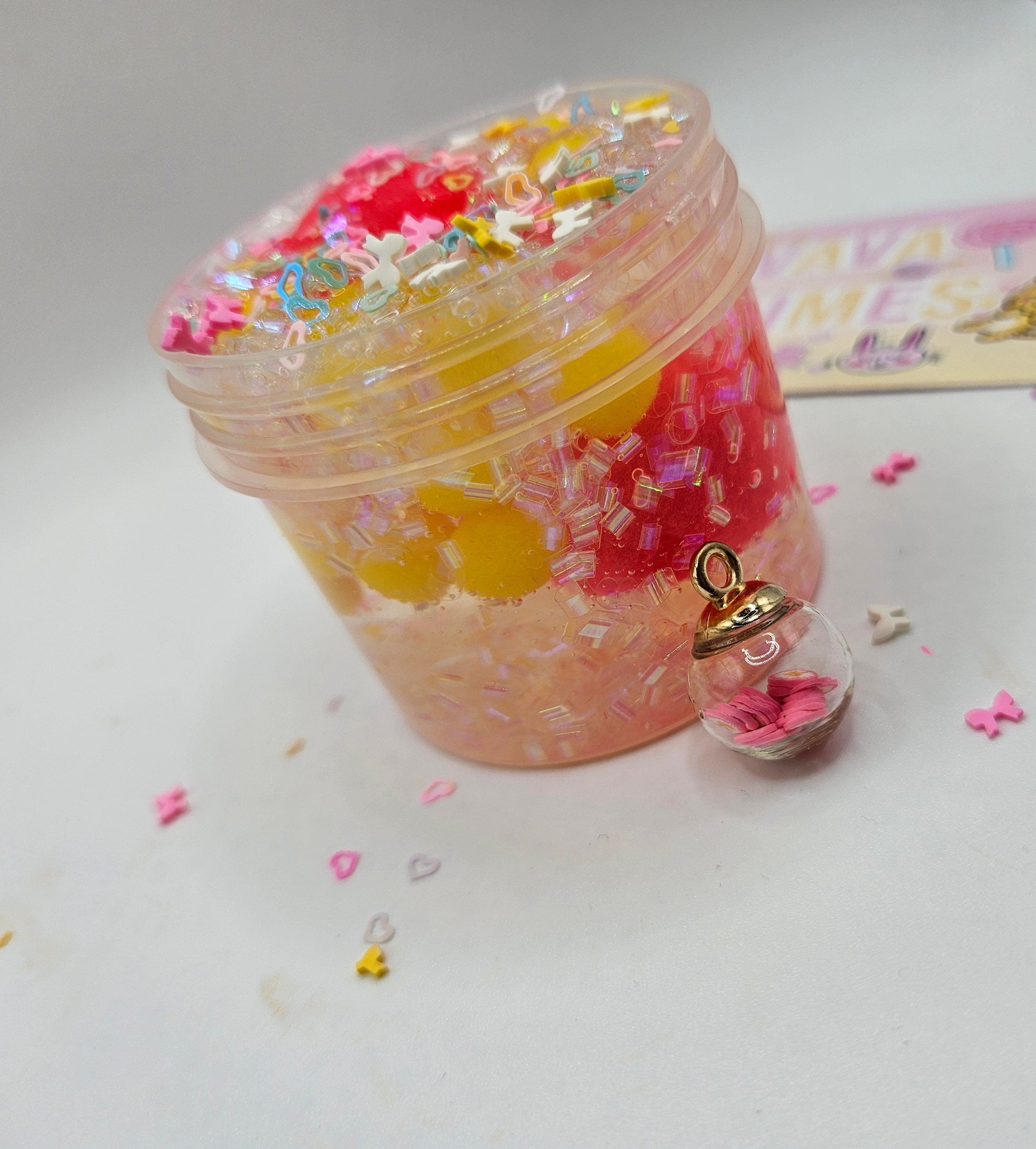 Juniper Coated Clear Pom Pom Bingsu slime - Scented Slime - Sensory Slime