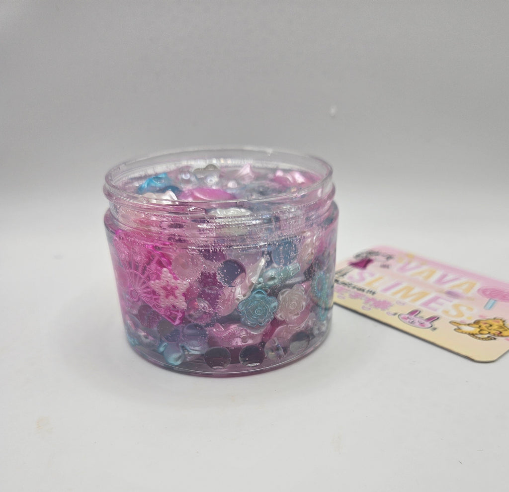Morgan Blue and Pink Bead Crunch Bomb Slime - Sensory Play - Sensory Slime