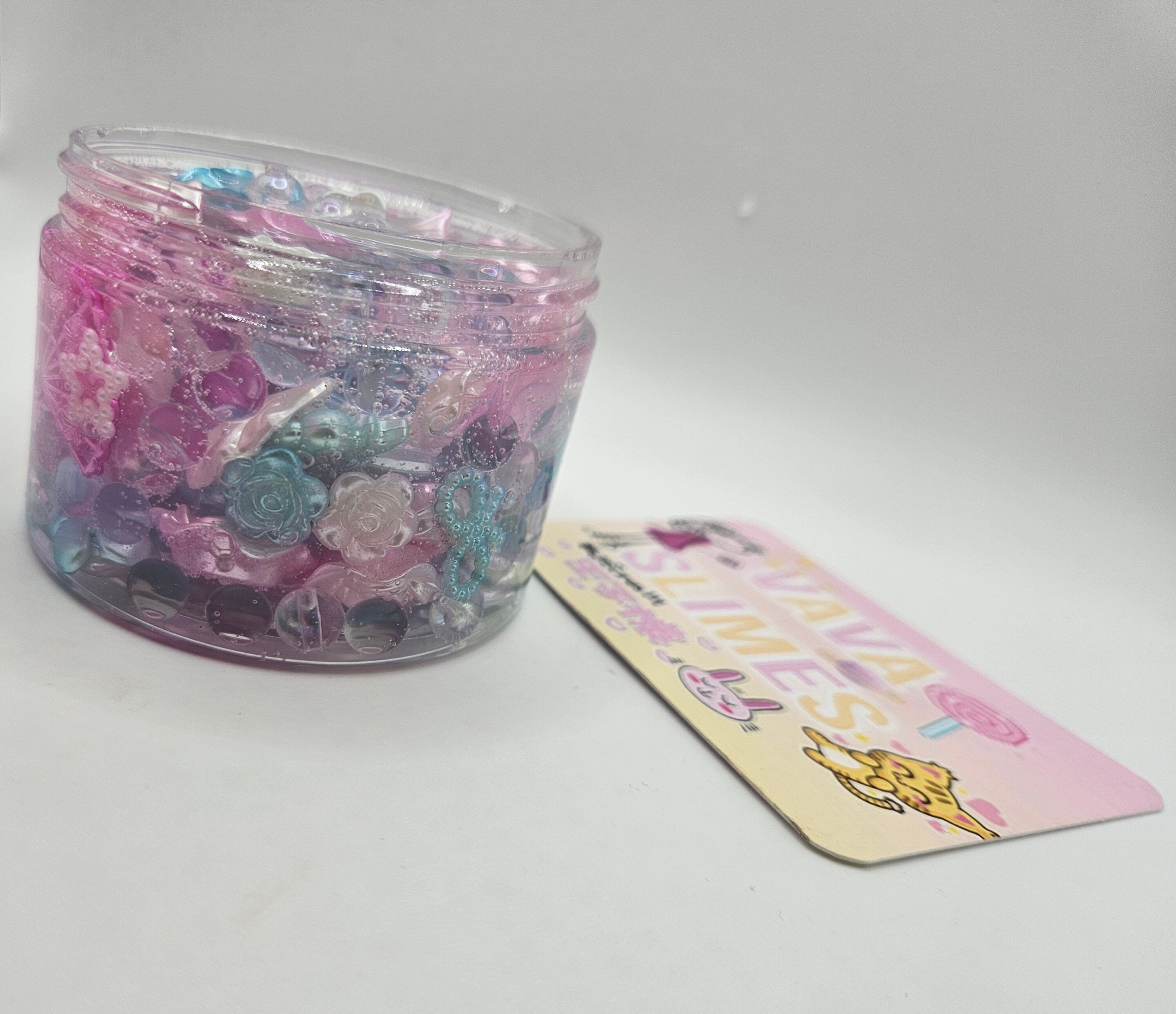 Morgan Blue and Pink Bead Crunch Bomb Slime - Sensory Play - Sensory Slime