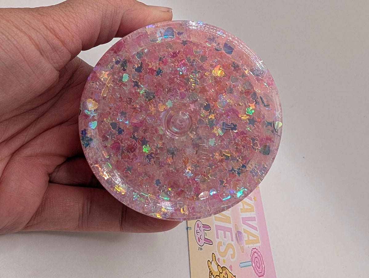 Ashely Pink Clear Sequin Crunch Bomb Slime - Scented Slime